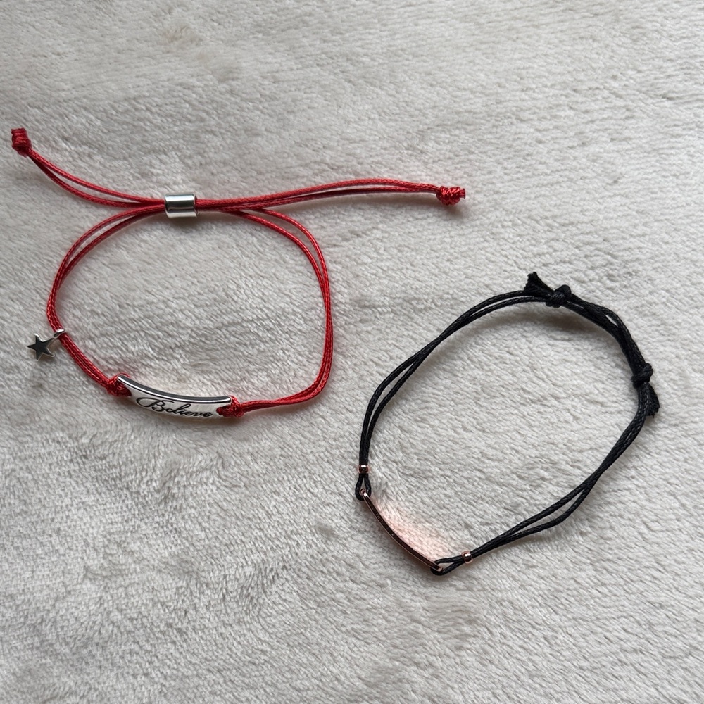 Set of Adjustable Sliding Knot Bracelets “Believe” and “Start Within”